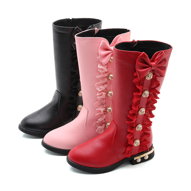 Autumn And Winter New Fleece-lined Girls' Boots