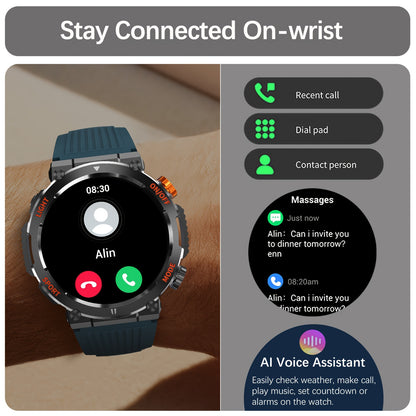 Title: Waterproof Smart Watch for Calls and Fitness Tracking - LED Flashlight, Compass, Sleep Monitor - Compatible with iPhone and Android - Women and Men's Sports Watch