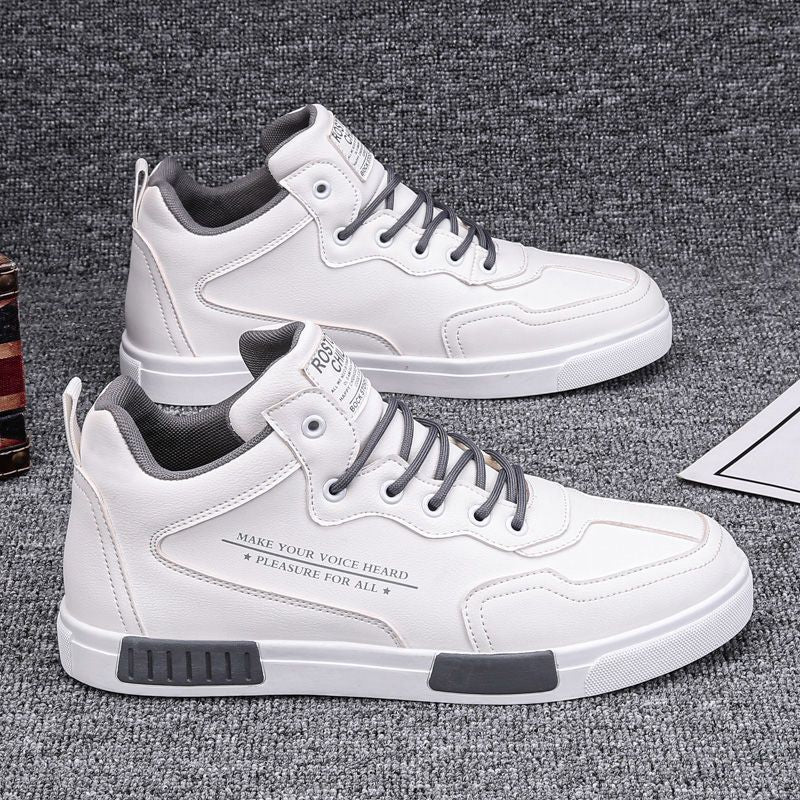 Fashionable High-top Leather Panel Shoes