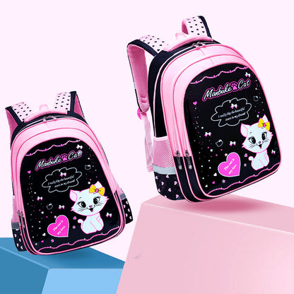 Kids School Cute Cat Print Backpack Style: sweet lady, zipper