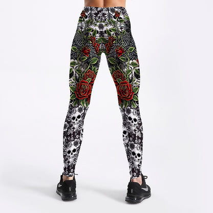 RosesSkulls YogaWorkout Leggings