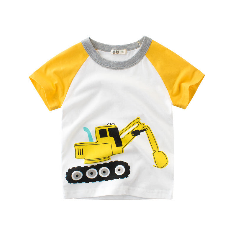 Korean Version of The Excavator Print Boys Short Sleeve