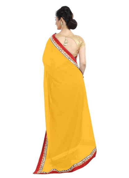 Generic Women's Chiffon Saree (Yellow, 5-6 Mtrs)