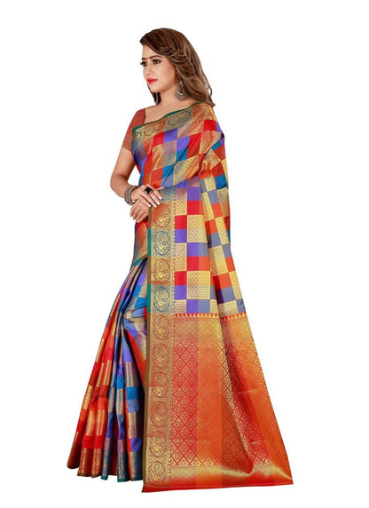 Generic Women's Sana Silk Saree with Blouse