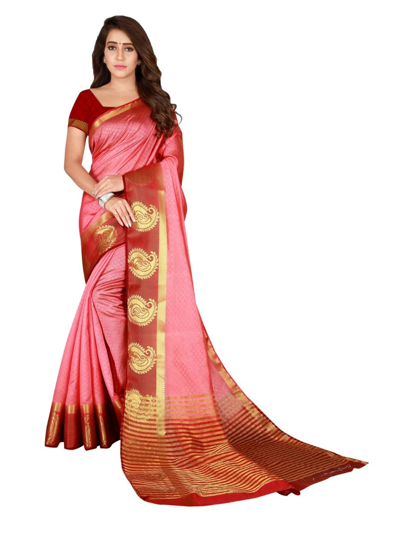 Generic Women's Nylon Silk Saree with Blouse