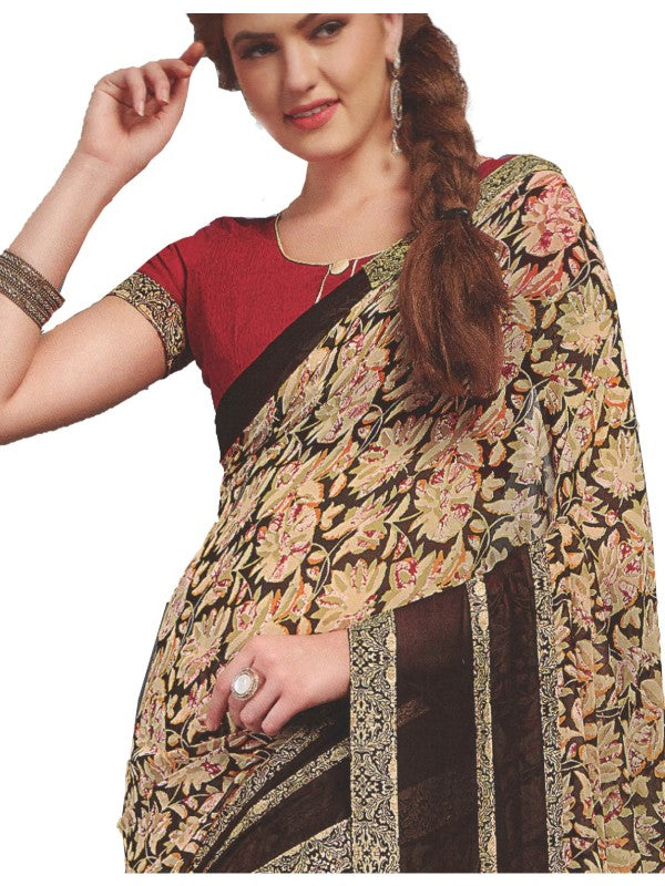 Georgette Digital Printed Saree With Blouse Multi