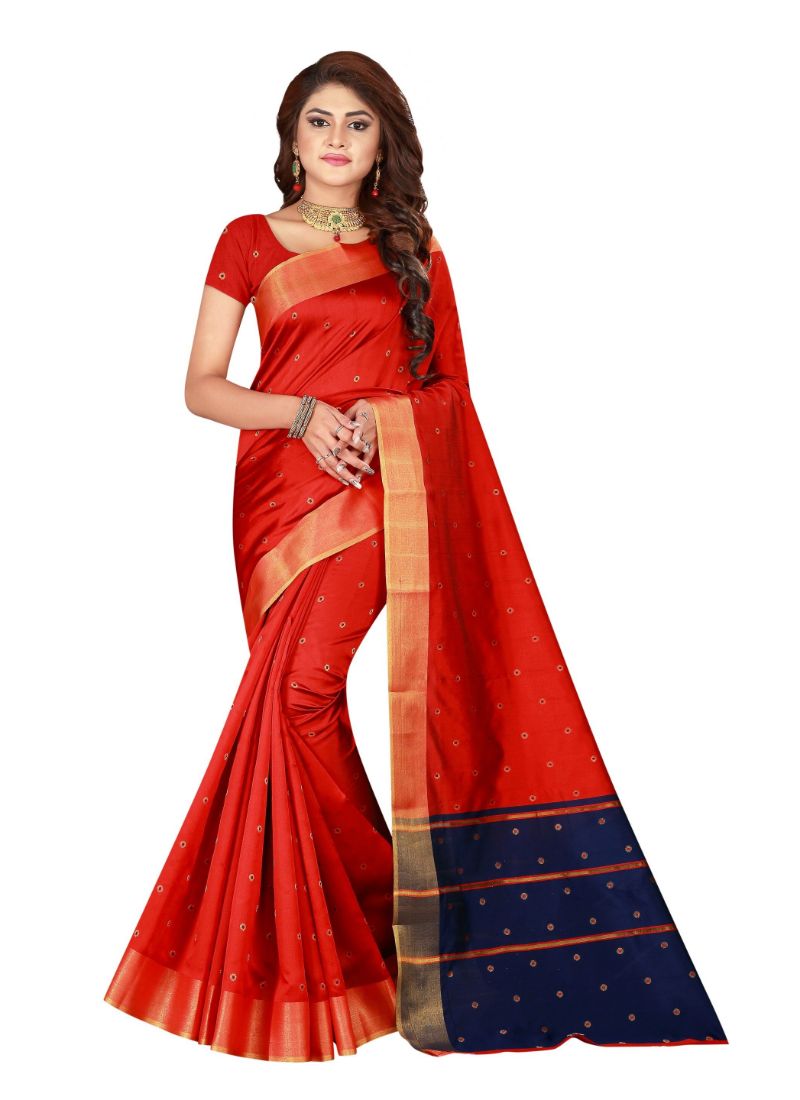 Generic Women's Cotton silk blend Saree with