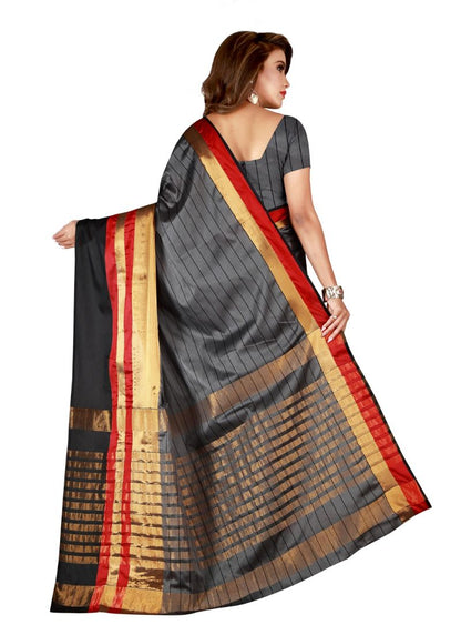 Generic Women's Cotton Blend Saree with Blouse