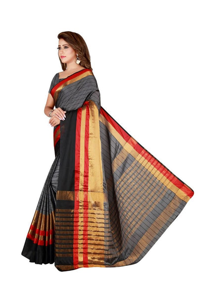 Generic Women's Cotton Blend Saree with Blouse