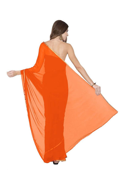 Generic Women's Chiffon Saree (Orange, 5-6 Mtrs)