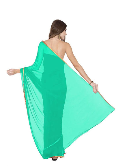 Generic Women's Chiffon Saree (Sea Green, 5-6