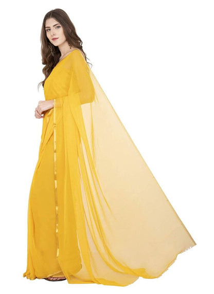 Generic Women's Chiffon Saree (Yellow, 5-6 Mtrs)