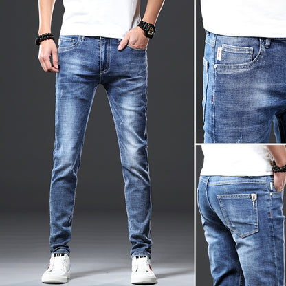 Jeans Men's Slim-Fit Casual Jeans With Small Feet