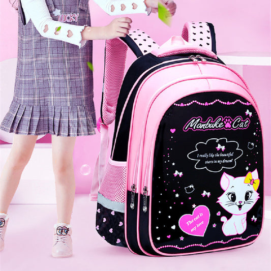 Kids School Cute Cat Print Backpack Style: sweet lady, zipper