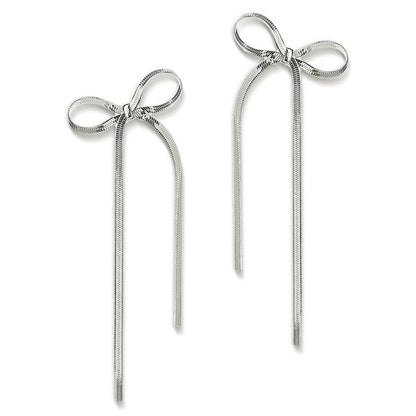 Stainless Steel Jewelry Wholesale Non-tarnish Herringbone Bow Earrings Hypoallergenic 18k Gold Plated Ribbon Bow Bowknot Earring