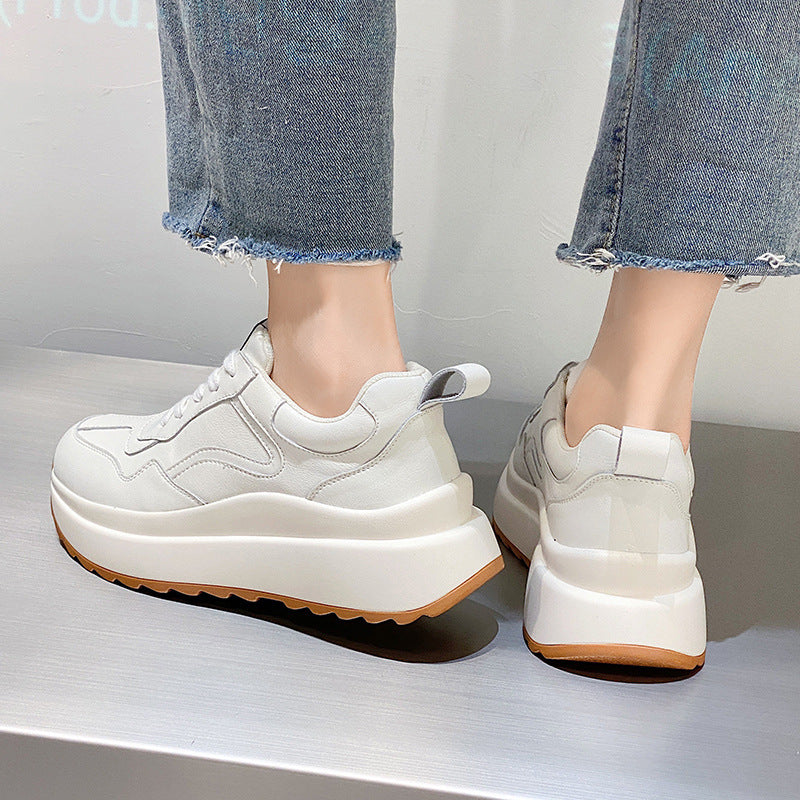 Fashion Cattlehide Leather Casual Sports White Shoes