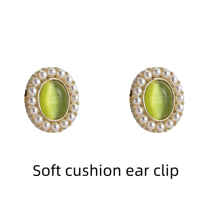 Retro Baroque Opal S925 Silver Needle Ear Studs