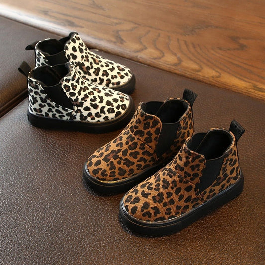 Leopard print and velvet ankle boots