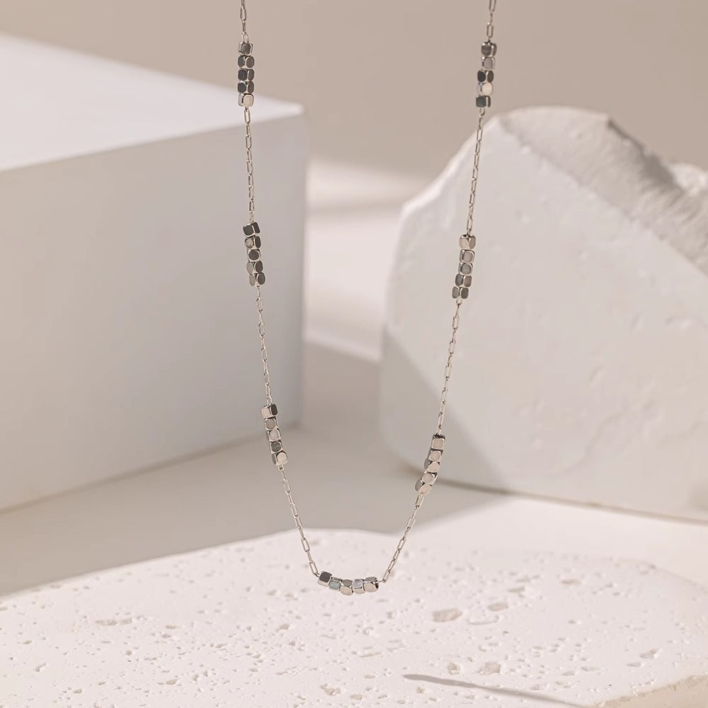 Simple Broken Silver Small Square Clavicle Chain Women's Necklace