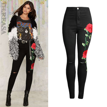 Women's 3D Embroidery Skinny Jeans