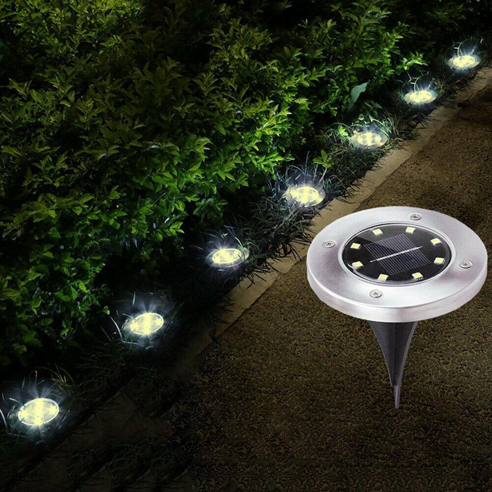 4/8 LEDs Solar Powered Buried Light Outdoor Pathway Garden Decking