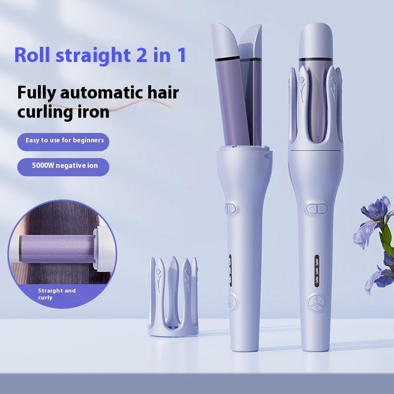 New 2 In 1 Automatic Hair Curler Straightener Negative Ion Electric Ceramic Fast Heating Rotating Magic Curler