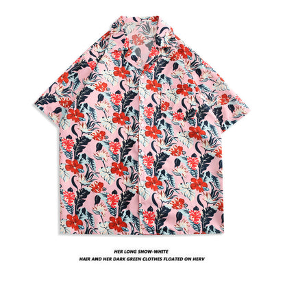 Men's And Women's Retro Hong Kong Style Beach Printed Shirt