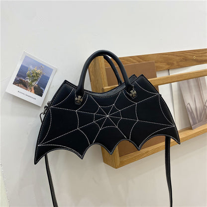 Halloween Spider Web Shape Shoulder Bags Personality Batgirl Tide Pu Handbags Fashoin Messenger Crossbody Bag