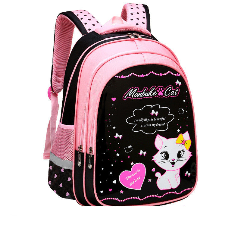 Kids School Cute Cat Print Backpack Style: sweet lady, zipper