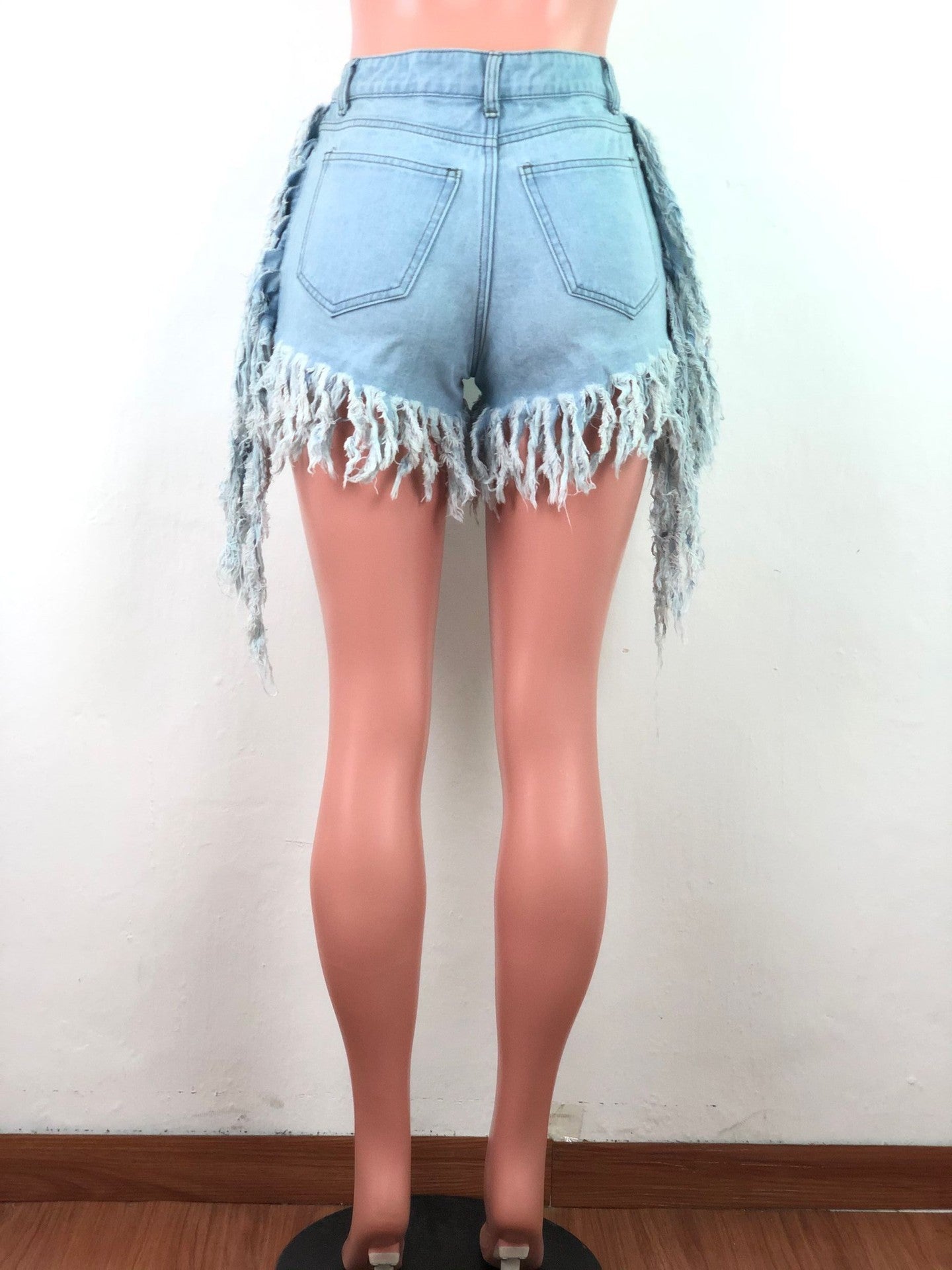 Special High Waist Worn-out Fringed Retro Denim Shorts