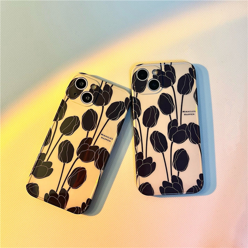 Cold Wind Black Tulip Phone Case Silicone