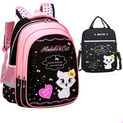 Kids School Cute Cat Print Backpack Style: sweet lady, zipper