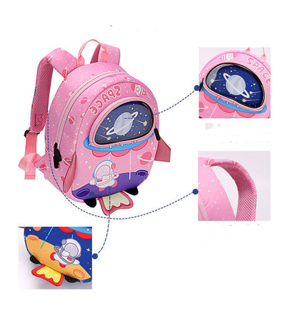 Kids School Bag, Breathable Trend Astronaut Kindergarten Anti Lost Backpack