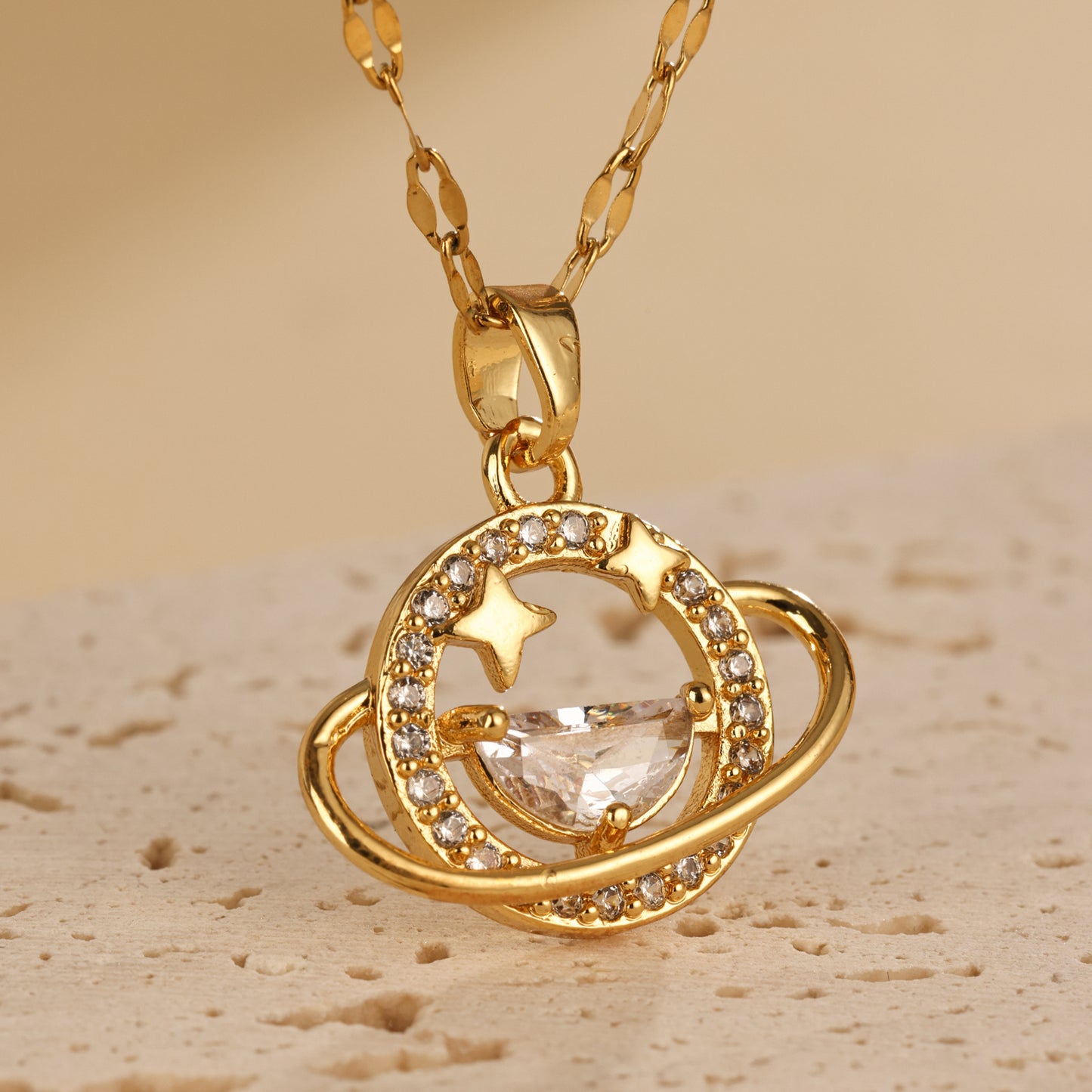 Zircon Star River Cosmic Necklace With Light Luxury And Unique Design Sense, Advanced Planet Clavicle Chain