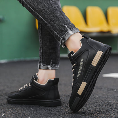 Fashionable High-top Leather Panel Shoes