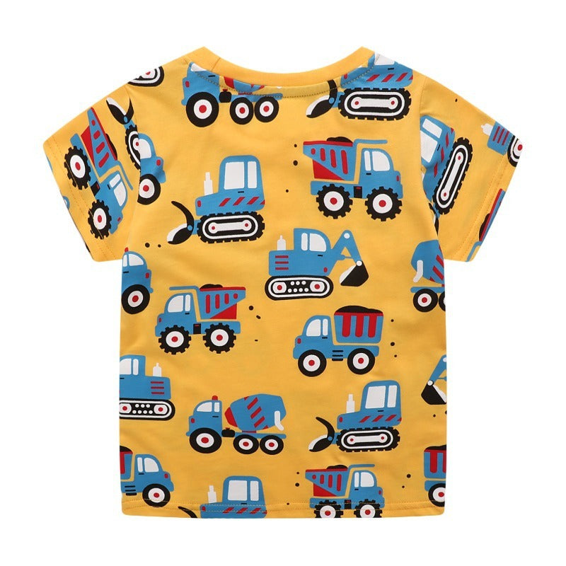 Boys' Creative Cartoon Print Short Sleeves