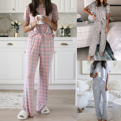 Women Printed Two-Piece Pajamas Suits