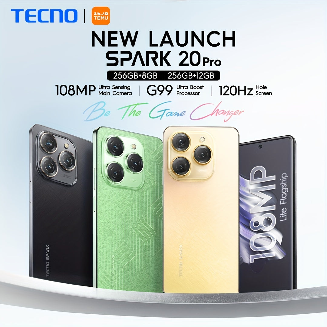 TECNO Spark 20 Pro 4G Smartphone: 108MP Camera, 256GB Storage, 12GB/8GB RAM, 400% Big Volume Stereo Speakers, 5000mAh Battery, 33W Fast Charge, 17.22cm FHD 120Hz Screen, NFC