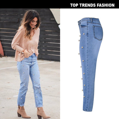 Women's Street High Waist Loose Denim Trousers