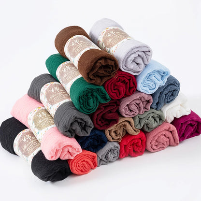 Muslim Crinkle 70*175Cm Women Hijab Scarf Soft Cotton Headscarf