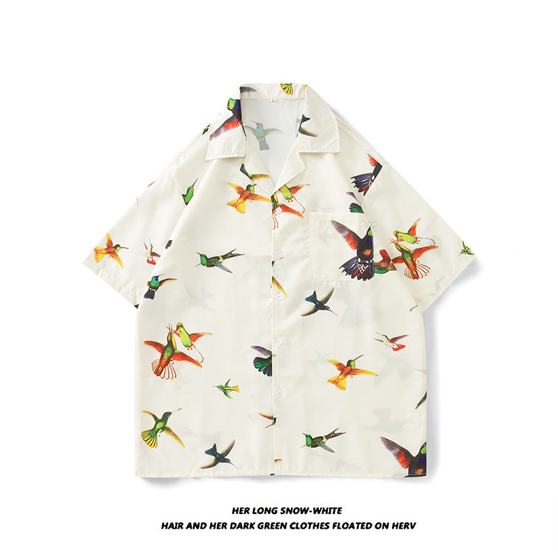 Men's And Women's Retro Hong Kong Style Beach Printed Shirt