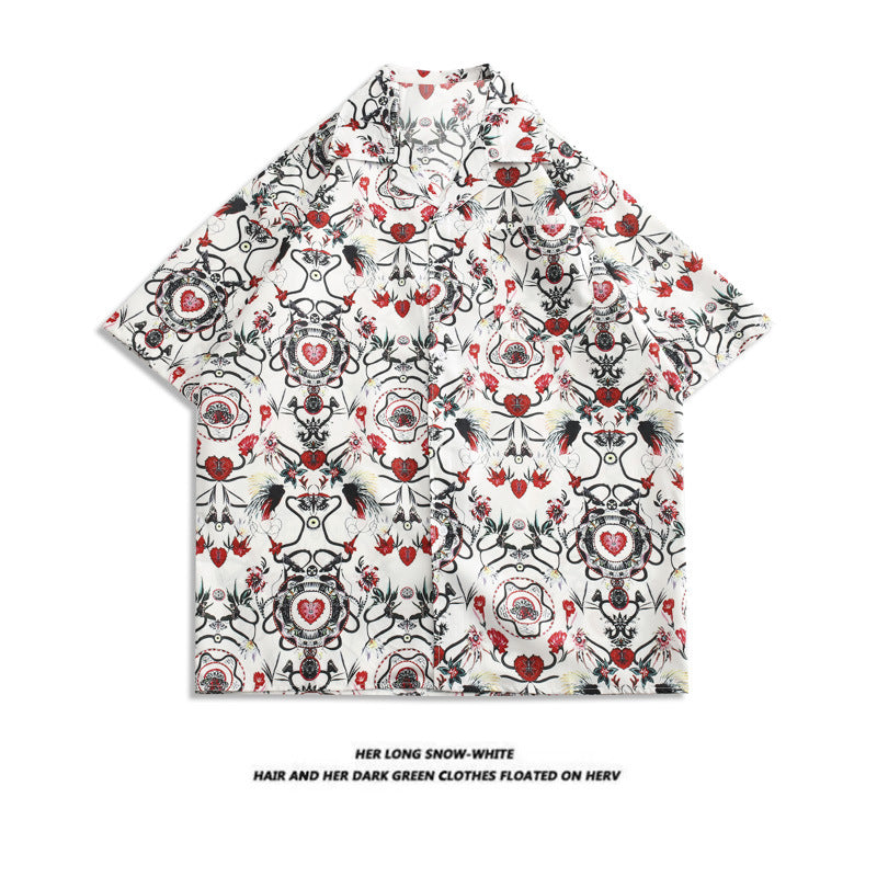 Men's And Women's Retro Hong Kong Style Beach Printed Shirt