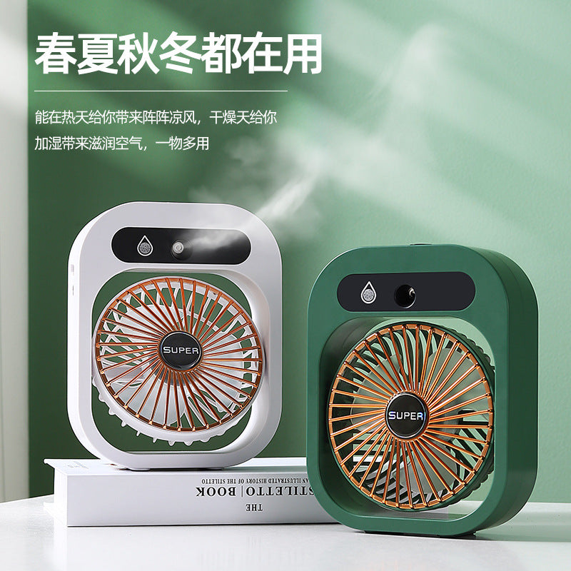 Ice Fog Air Conditioner Small Fan Mini Desktop Humidification Hydrating Spray Electric Wind Charging USB Three-speed Water Cooling Fan