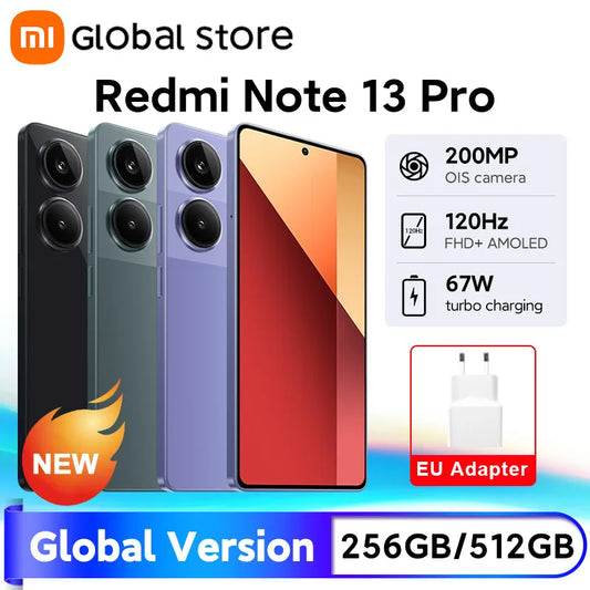 New Global Version Xiaomi Redmi Note 13 Pro 4G Smartphone MTK Helio G99-Ultra 6.67" AMOLED display 67W Turbo Charge with 5000mAh