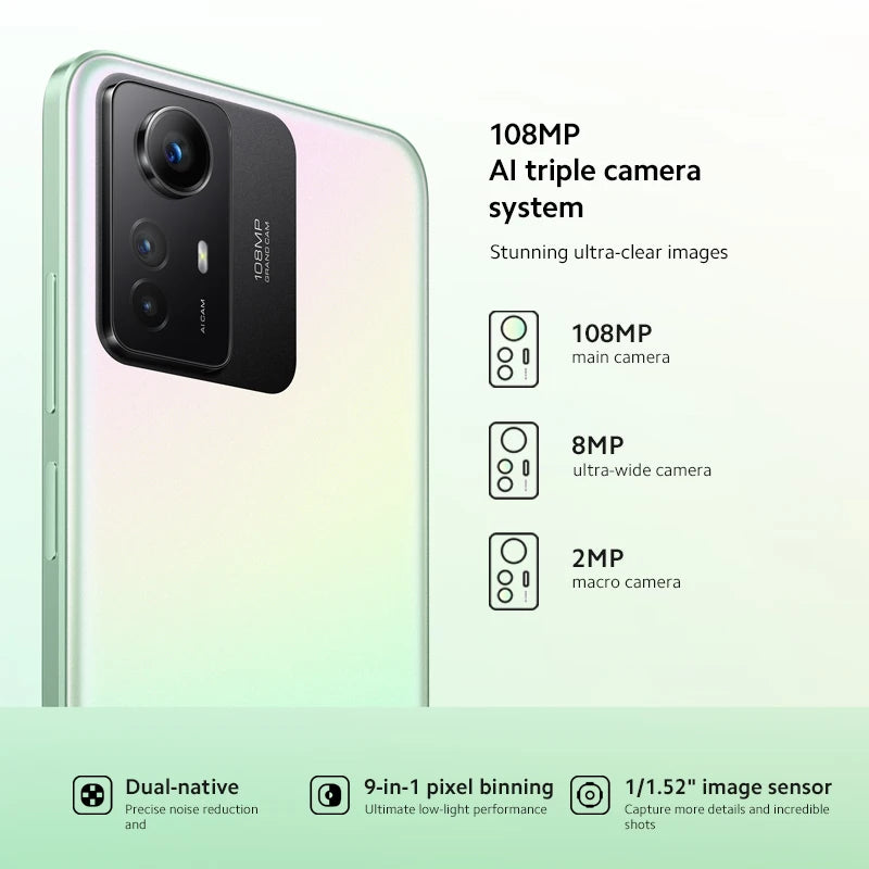 Global Version Xiaomi Redmi Note 12S 108MP Pro-grade Main Camera Helio G96 Octa-core 90Hz FHD+ AMOLED DotDisplay 5000mAh Battery