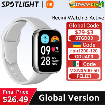 [World Premiere] Xiaomi Redmi Watch 3 Active 1.83'' LCD Display Blood Oxygen Heart Rate Bluetooth Voice Call 100+ Sport Modes