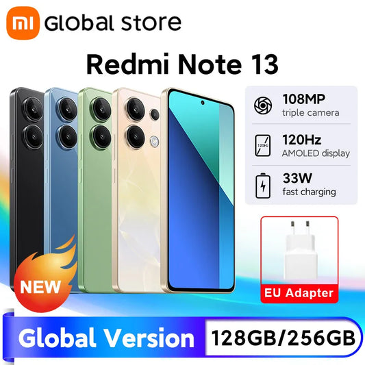 New Xiaomi Redmi Note 13 Smartphone Global Version Snapdragon 685 6.67" AMOLED display 108MP Camera 33W fast charge 5000mAh