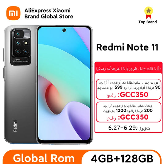 Global ROM Xiaomi Redmi Note 11 Cellphone 4GB+128GB Helio G88 Octa Core 90Hz AMOLED Display 5000mAh 18W CN Version