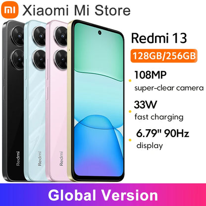 Global Version Xiaomi Redmi 13 Smartphone 108MP super clear camera MediaTek Helio G91 Ultra 33W fast charging 5030mAh battery