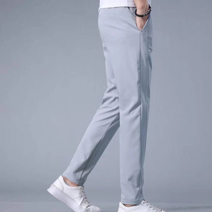 Men Ice Silk Trousers Loose Straight Leg Casual Pants Thin Quick